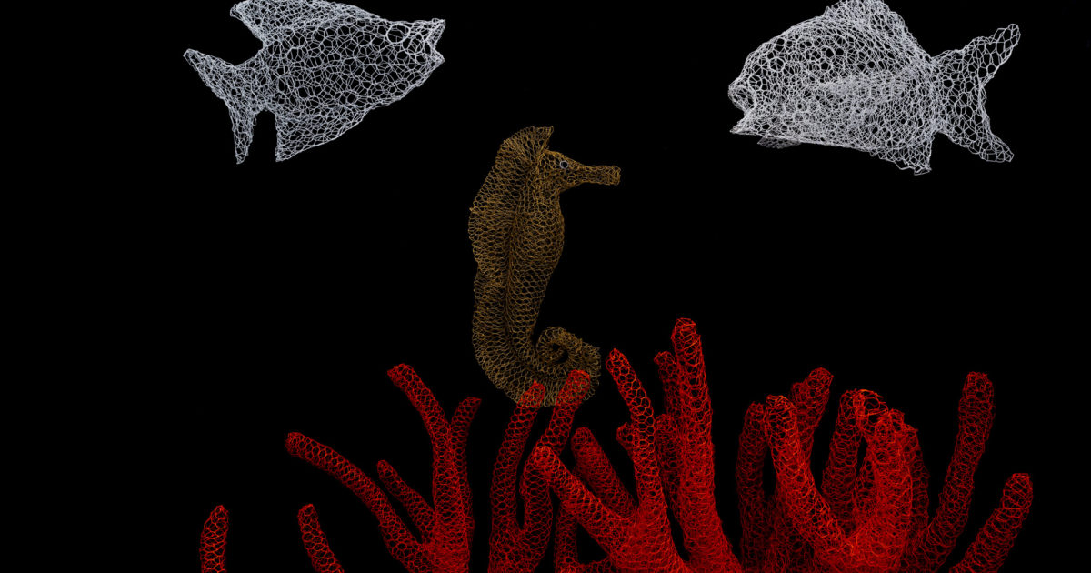 UN univers Sous-Marin peulpé d'hippocampes, de coraux, et divers poissons.